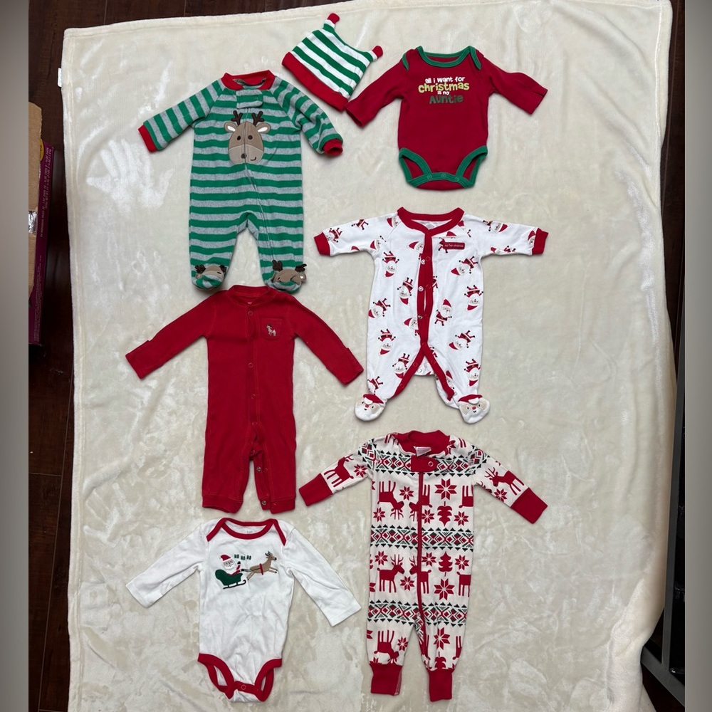 Festive Baby Christmas Organic Cotton & Microfleece Holiday Sleeper Bundle NB-3M